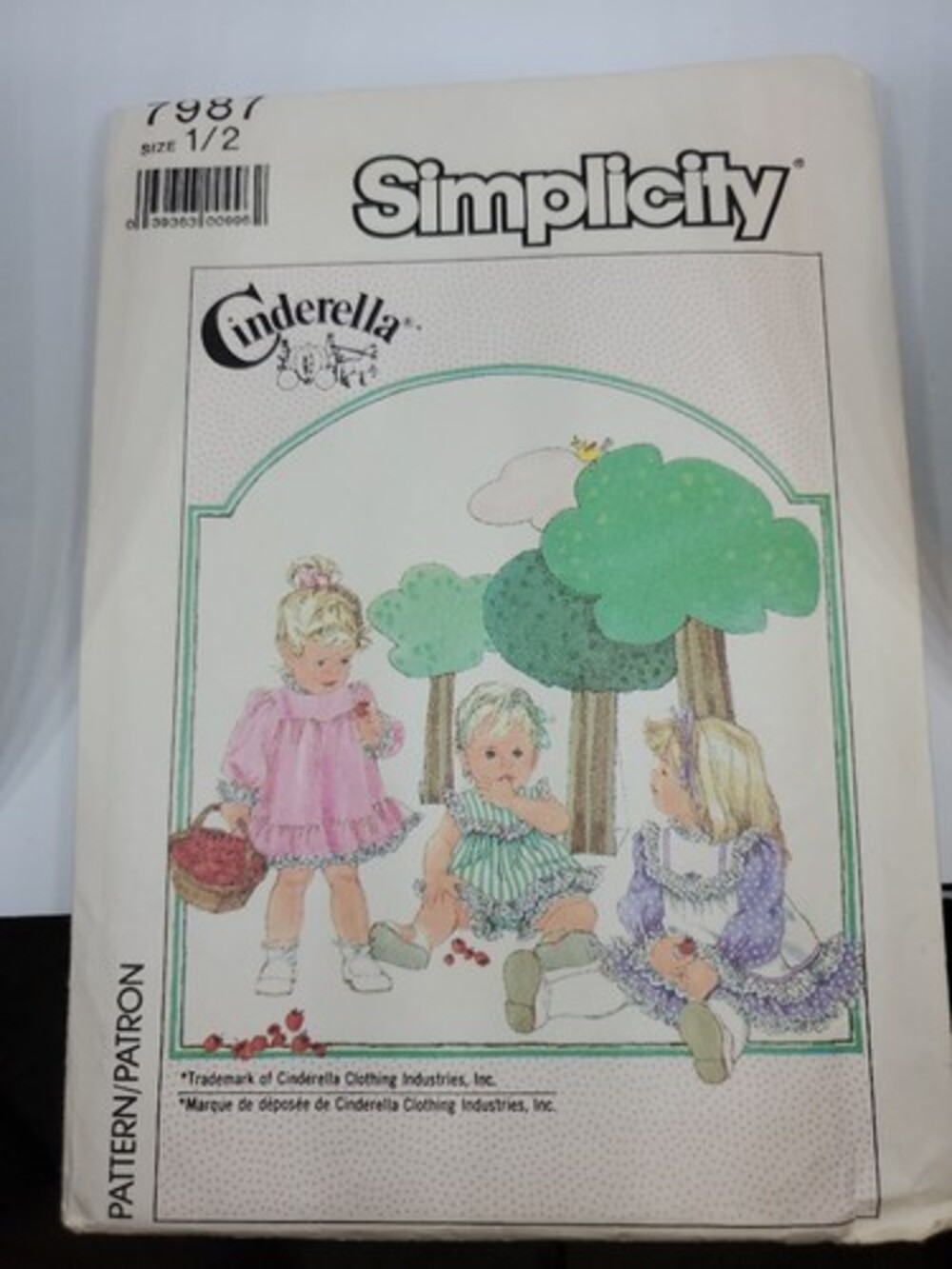 1987 Simplicity Pattern #7987 Cinderella Toddler Dress Pinafore & Panties Sz 1/2